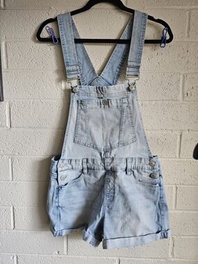 BlueSpice Denim Overall Shorts Light Wash Adjustable Straps